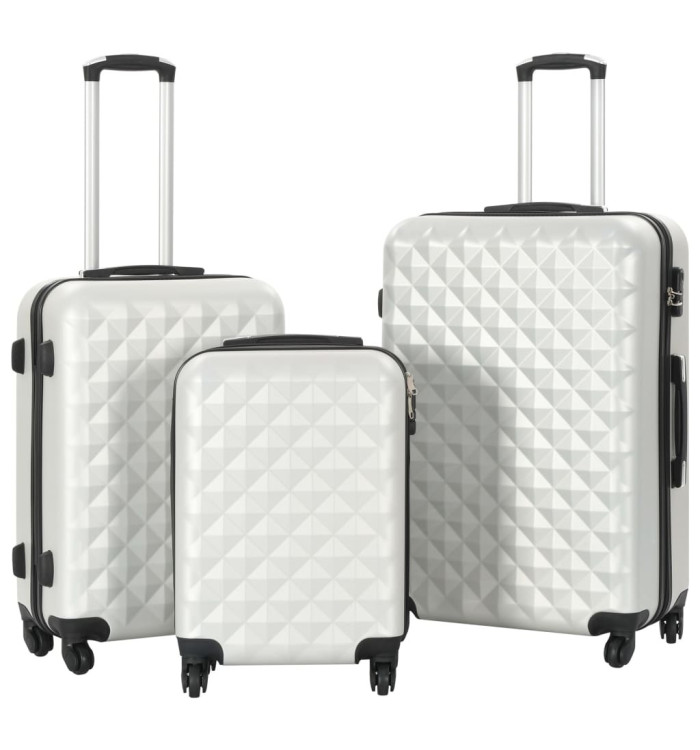 Valise rigide 3 pcs Argenté brillant ABS | Mobilier & Déco
