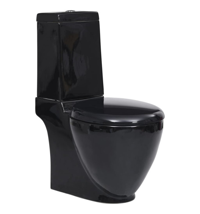 Toilette en céramique écoulement d'eau à l'arrière noir | Mobilier & Déco