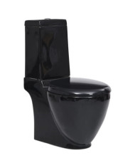 Toilette en céramique écoulement d'eau à l'arrière noir | Mobilier & Déco