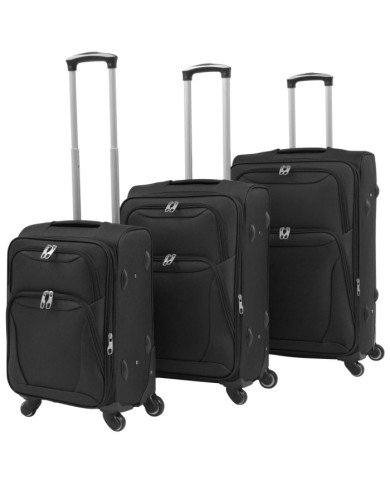 Ensemble de valises souples 3 pcs Noir | Mobilier & Déco