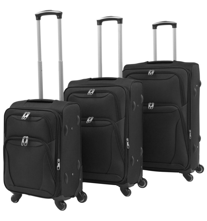 Ensemble de valises souples 3 pcs Noir | Mobilier & Déco