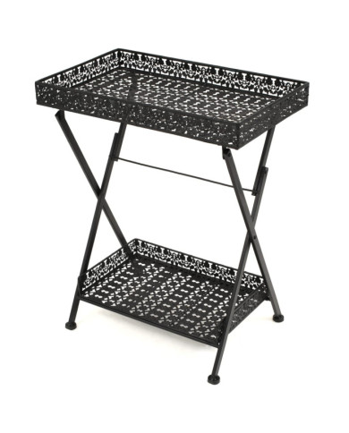 Table à thé pliante Style vintage Métal 58 x 35 x 72 cm Noir | Mobilier & Déco