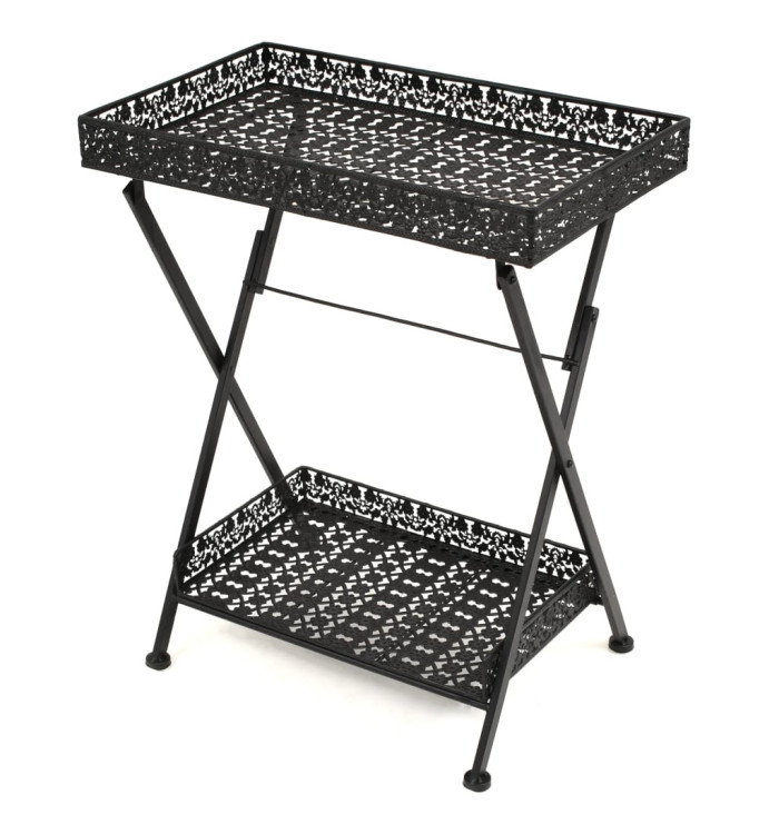 Table à thé pliante Style vintage Métal 58 x 35 x 72 cm Noir | Mobilier & Déco