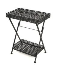 Table à thé pliante Style vintage Métal 58 x 35 x 72 cm Noir | Mobilier & Déco