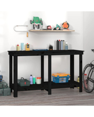 Banc de travail Noir 140x50x80 cm Bois de pin massif | Mobilier & Déco
