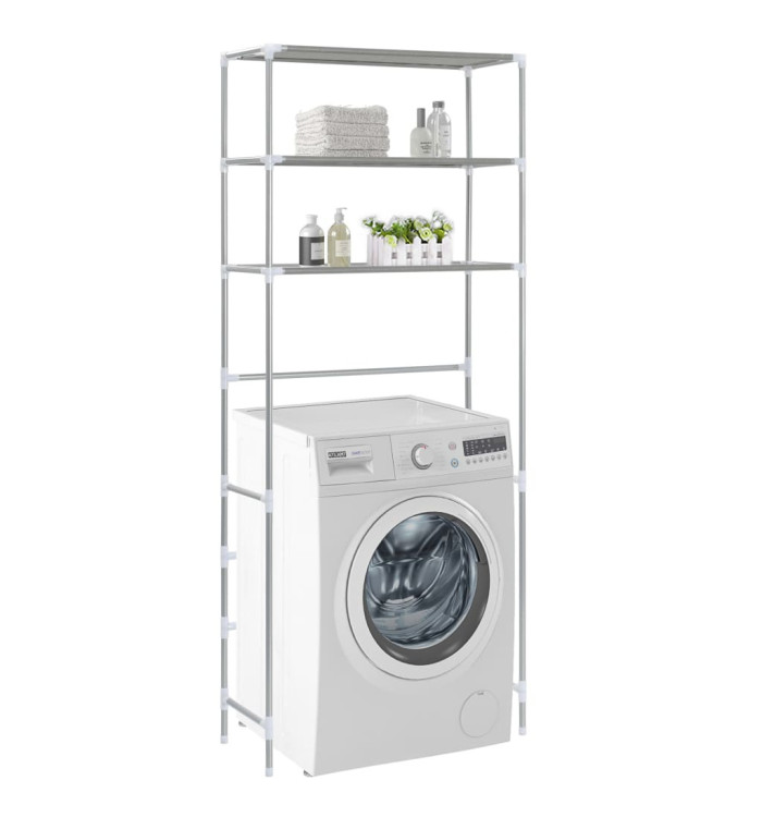 Support de rangement à 3 niveaux Argenté 69x28x169 cm | Mobilier & Déco