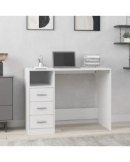 Bureau avec tiroirs Blanc 102x50x76 cm Bois d'ingénierie | Mobilier & Déco