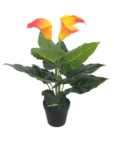 Plante artificielle avec pot Lis Calla 45 cm Rouge et Jaune | Mobilier & Déco