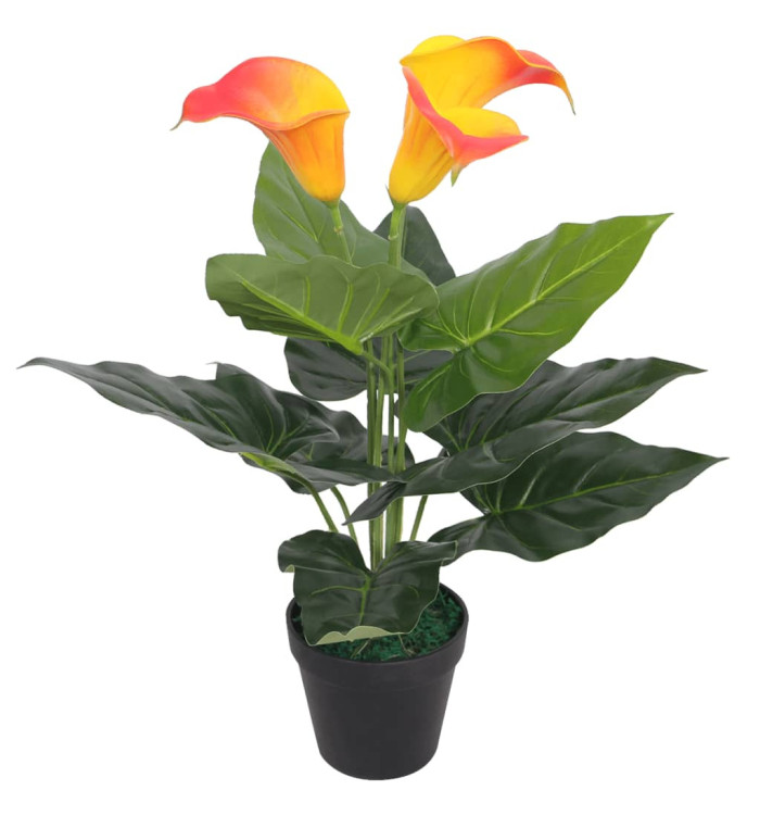 Plante artificielle avec pot Lis Calla 45 cm Rouge et Jaune | Mobilier & Déco