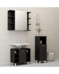 Ensemble de meubles de salle de bain 3 pcs Noir Aggloméré | Mobilier & Déco