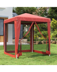 Tente de fête avec 4 parois latérales en maille Rouge 2x2m PEHD | Mobilier & Déco