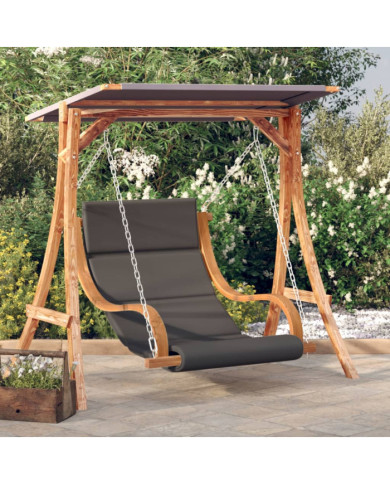 Chaise balançoire avec coussin et auvent bois massif d'épicéa | Mobilier & Déco