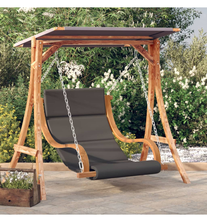 Chaise balançoire avec coussin et auvent bois massif d'épicéa | Mobilier & Déco