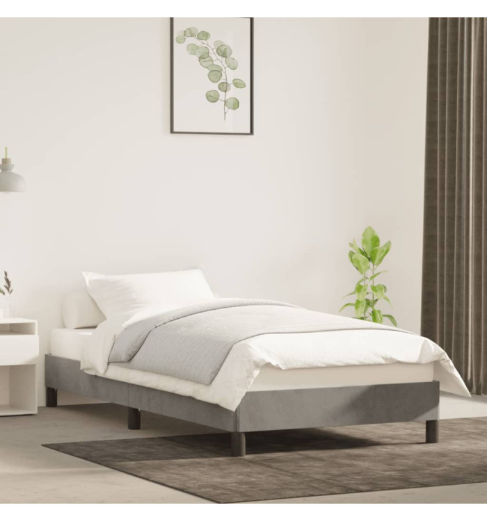 Cadre de lit sans matelas gris clair 90x200 cm velours | Mobilier & Déco