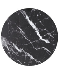 Dessus de table noir Ø80x1 cm verre trempé avec design marbre | Mobilier & Déco