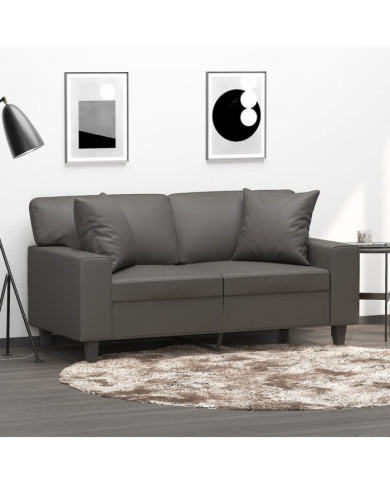 Coussins décoratifs lot de 2 Gris 40x40 cm Similicuir | Mobilier & Déco
