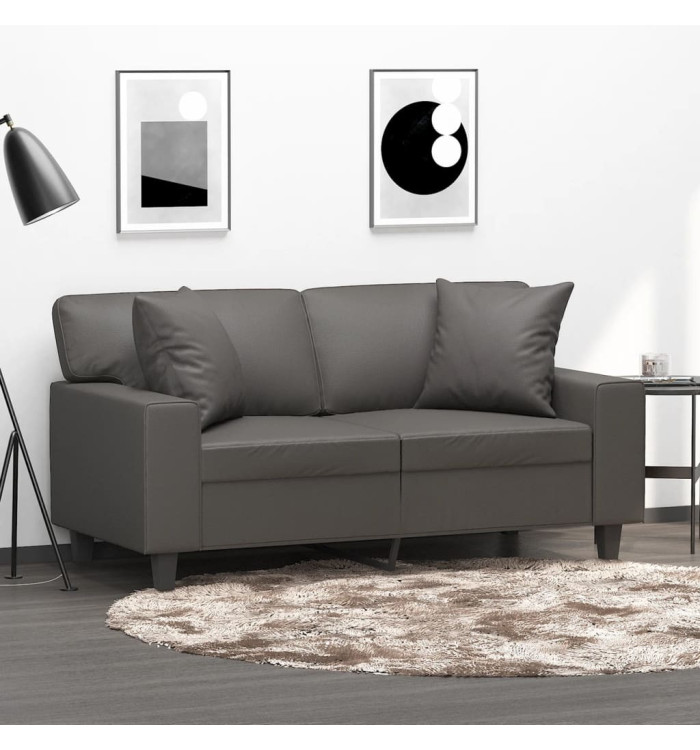 Coussins décoratifs lot de 2 Gris 40x40 cm Similicuir | Mobilier & Déco