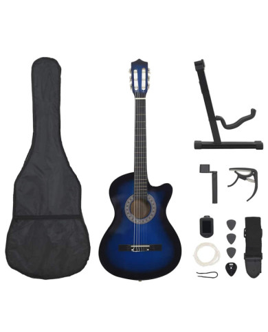 Ensemble de guitare découpée classique 12 pcs 6 cordes Bleu 38" | Mobilier & Déco