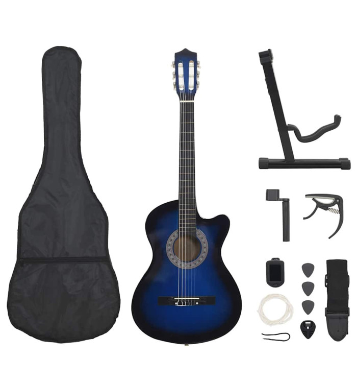 Ensemble de guitare découpée classique 12 pcs 6 cordes Bleu 38" | Mobilier & Déco