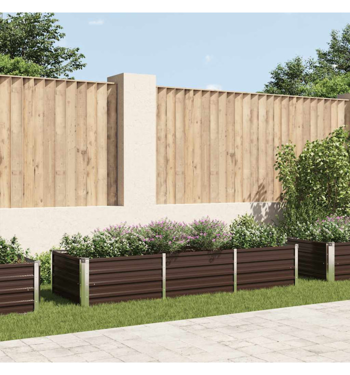 Lit surélevé de jardin Marron 240x80x45 cm Acier galvanisé | Mobilier & Déco