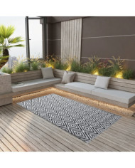 Tapis d'extérieur ARAKIL Blanc et noir 120x180 cm PP | Mobilier & Déco