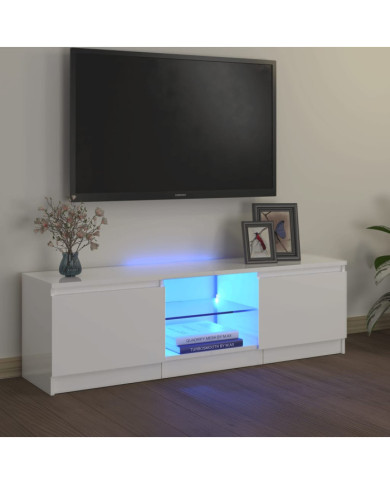 Meuble TV avec lumières LED blanc brillant 120x30x35,5 cm | Mobilier & Déco