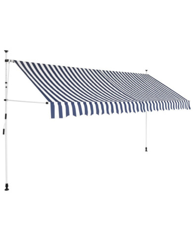 Auvent rétractable manuel 400 cm Rayures bleues et blanches | Mobilier & Déco