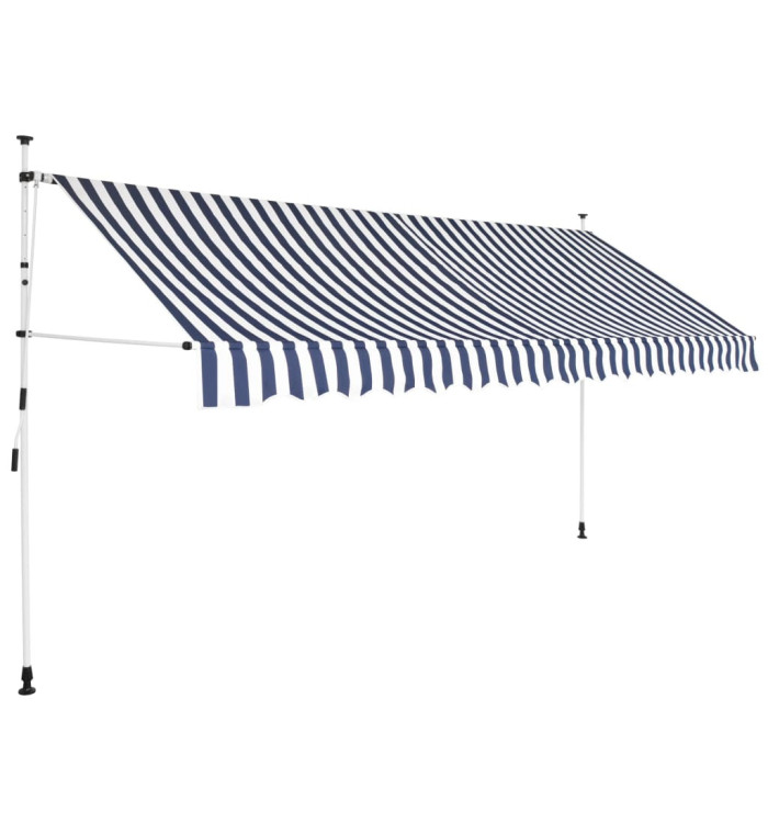 Auvent rétractable manuel 400 cm Rayures bleues et blanches | Mobilier & Déco