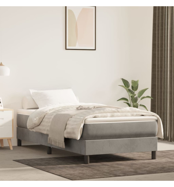 Cadre de lit sans matelas gris clair 90x200 cm velours | Mobilier & Déco