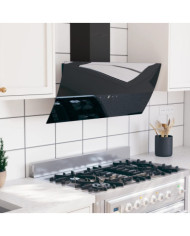Hotte murale 90 cm Acier et verre trempé Noir | Mobilier & Déco