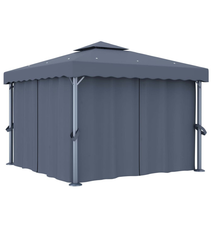 Tonnelle avec rideau 3x3 m Anthracite Aluminium | Mobilier & Déco