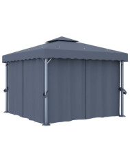 Tonnelle avec rideau 3x3 m Anthracite Aluminium | Mobilier & Déco