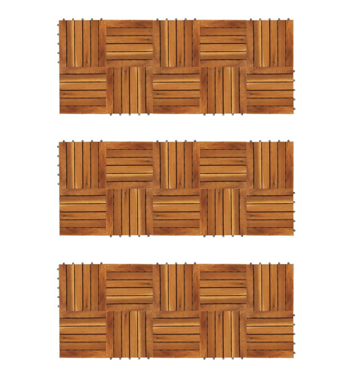 Tuiles de terrasse modèle vertical 30 x 30 cm acacia 30 pcs | Mobilier & Déco