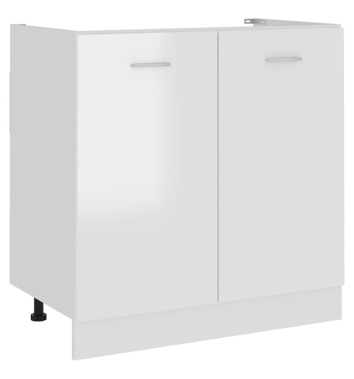 Armoire de plancher d'évier "Lyon" Blanc brillant | Mobilier & Déco