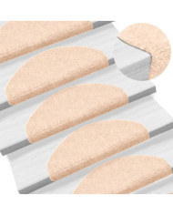 Tapis d'escalier auto-adhésif poinçon aiguilleté 15 pcs crème | Mobilier & Déco