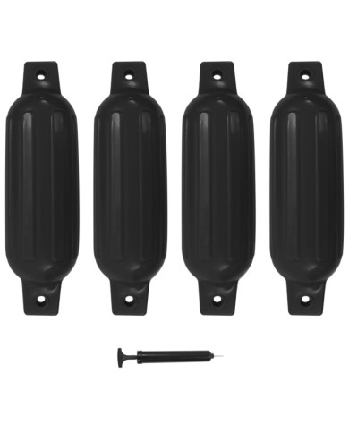 Pare-choc de bateau 4 pcs noir 41x11,5 cm PVC | Mobilier & Déco