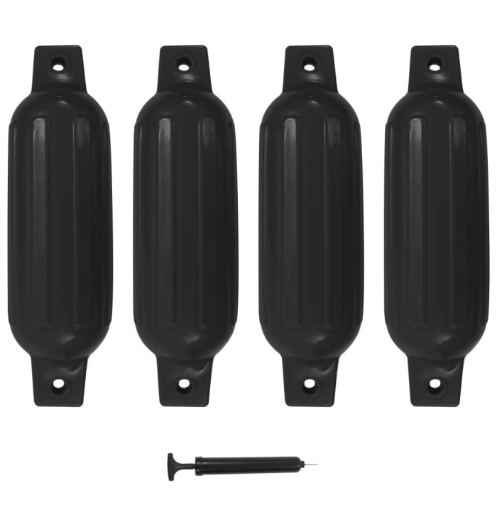 Pare-choc de bateau 4 pcs noir 41x11,5 cm PVC | Mobilier & Déco