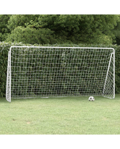 But de football avec filet Blanc 366x122x182 cm Acier | Mobilier & Déco