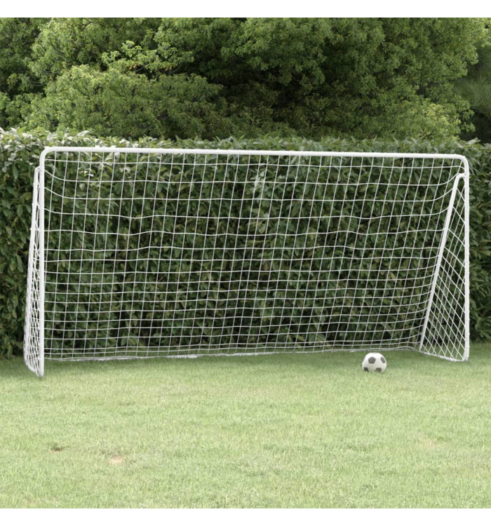 But de football avec filet Blanc 366x122x182 cm Acier | Mobilier & Déco