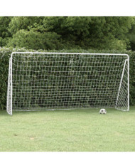 But de football avec filet Blanc 366x122x182 cm Acier | Mobilier & Déco