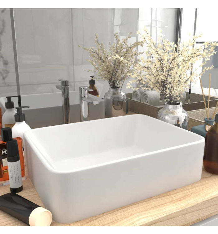 Lavabo de luxe Blanc mat 41x30x12 cm Céramique | Mobilier & Déco