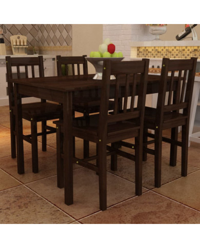 Table de salle à manger avec 4 chaises Marron | Mobilier & Déco