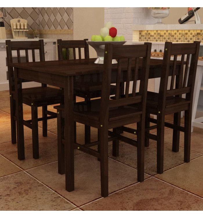 Table de salle à manger avec 4 chaises Marron | Mobilier & Déco