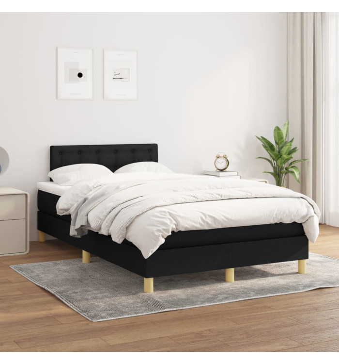 Sommier à lattes de lit avec matelas Noir 120x200 cm Tissu | Mobilier & Déco