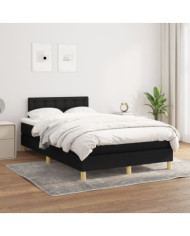 Sommier à lattes de lit avec matelas Noir 120x200 cm Tissu | Mobilier & Déco