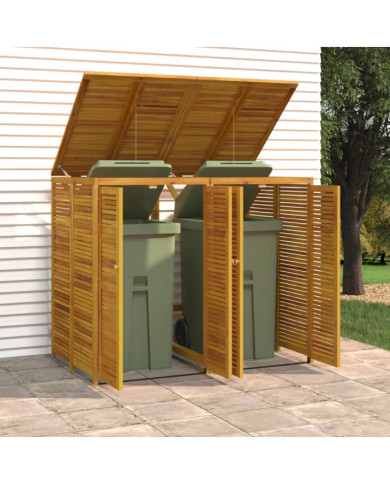 Abri à poubelle double 140x89x117 cm bois massif d'acacia | Mobilier & Déco
