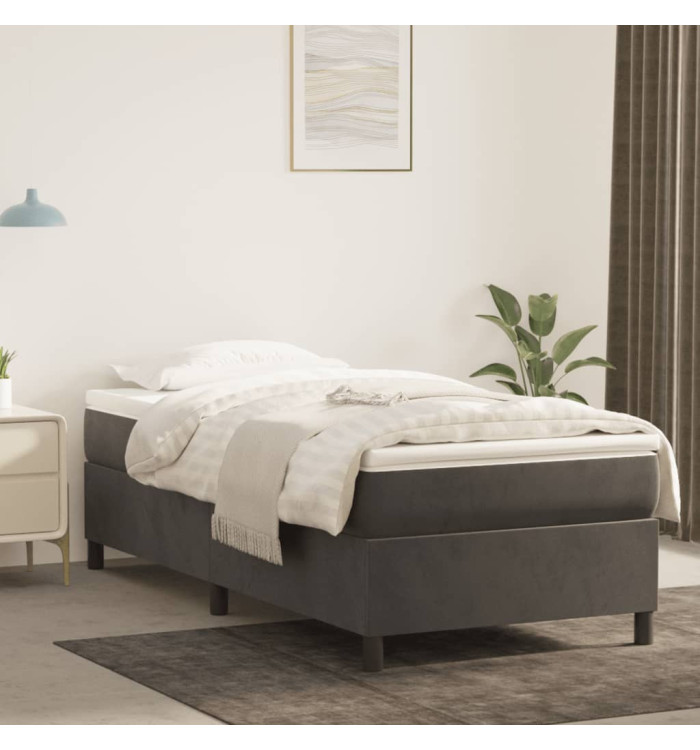 Cadre de lit sans matelas gris foncé 90x200 cm velours | Mobilier & Déco