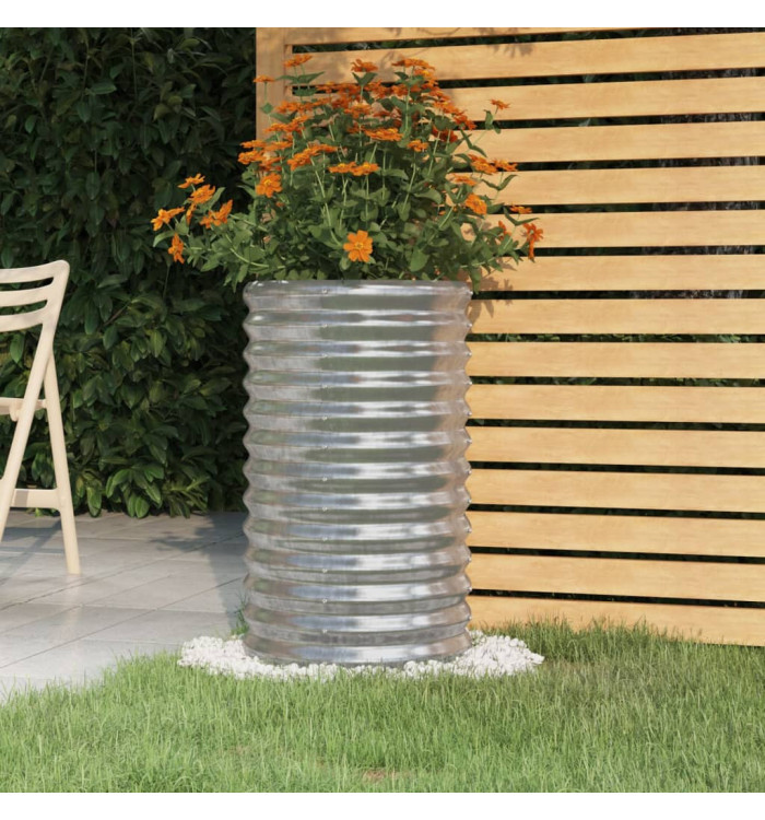 Jardinière de jardin Acier enduit de poudre 40x40x68 cm Argenté | Mobilier & Déco