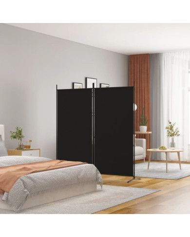 Cloison de séparation 2 panneaux Noir 175x180 cm Tissu | Mobilier & Déco