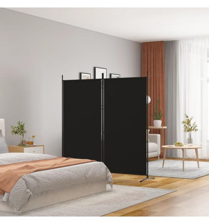 Cloison de séparation 2 panneaux Noir 175x180 cm Tissu | Mobilier & Déco